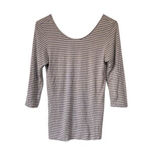 Anthropologie Dolan low neck Striped fitted Top blue gray size Medium